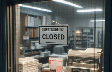 Das Bild zeit eine Kasse wo ein Closed Schild aufgehangen ist